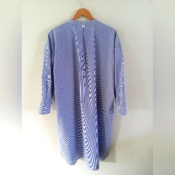 Mer Sea Coastal Blue Pin Stripe Essential Shirt Dress | L/XL - Picture 9 of 11